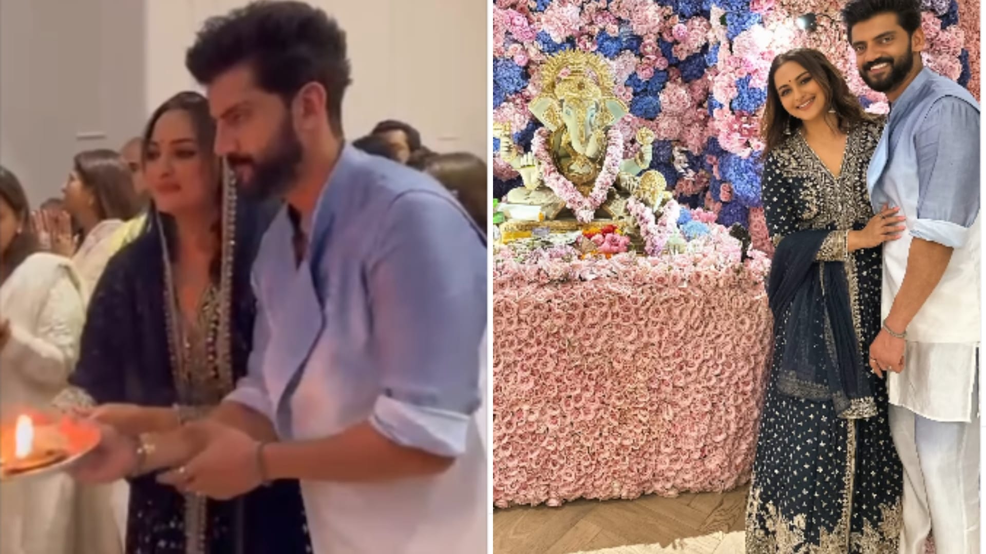 Sonakshi sinha Zaheer Iqbal Ganpati Look at Salman Khan’s residence disprj