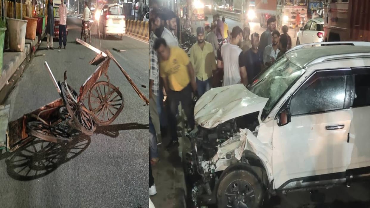 one young man died while three were injured In Firozabad after running over three people car