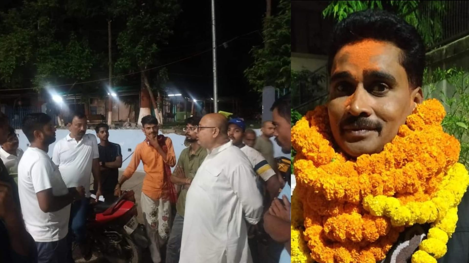 घटना में बाद अस्पताल पहुंचे परिजन और दायें भाजपा नेता का प्रोफाइल फोटो।