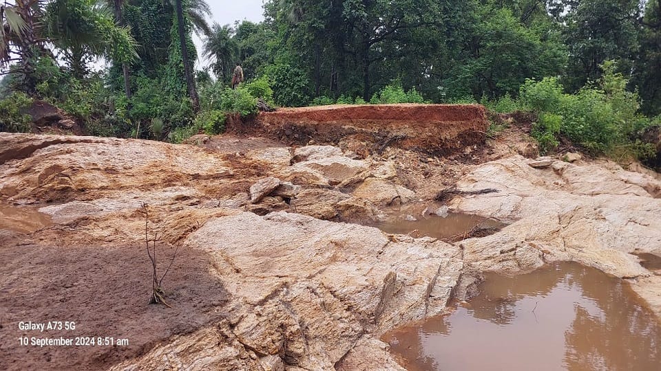 50 feet long road washed away in the torrential rain 50 villages lost contact with district headquarters in Su