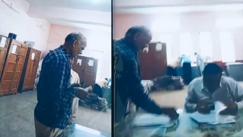 video of bribe being taken at Registrar Kanungo office in Etah surfaced