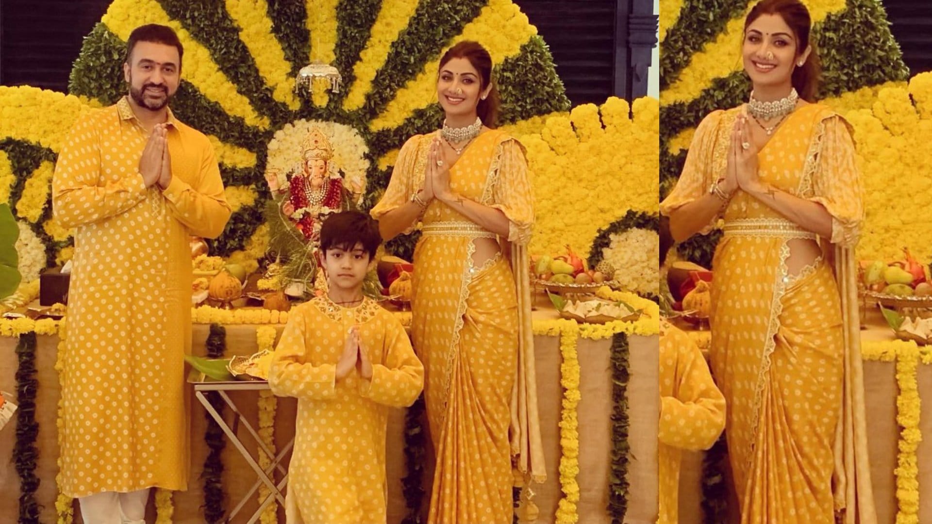 outfit for Ganpati Visarjan 2024 inspired by Bollywood actress Shilpa Shetty