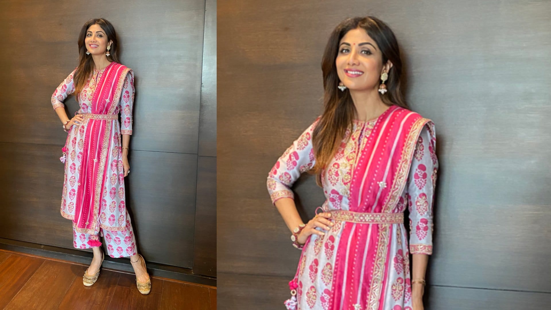 outfit for Ganpati Visarjan 2024 inspired by Bollywood actress Shilpa Shetty