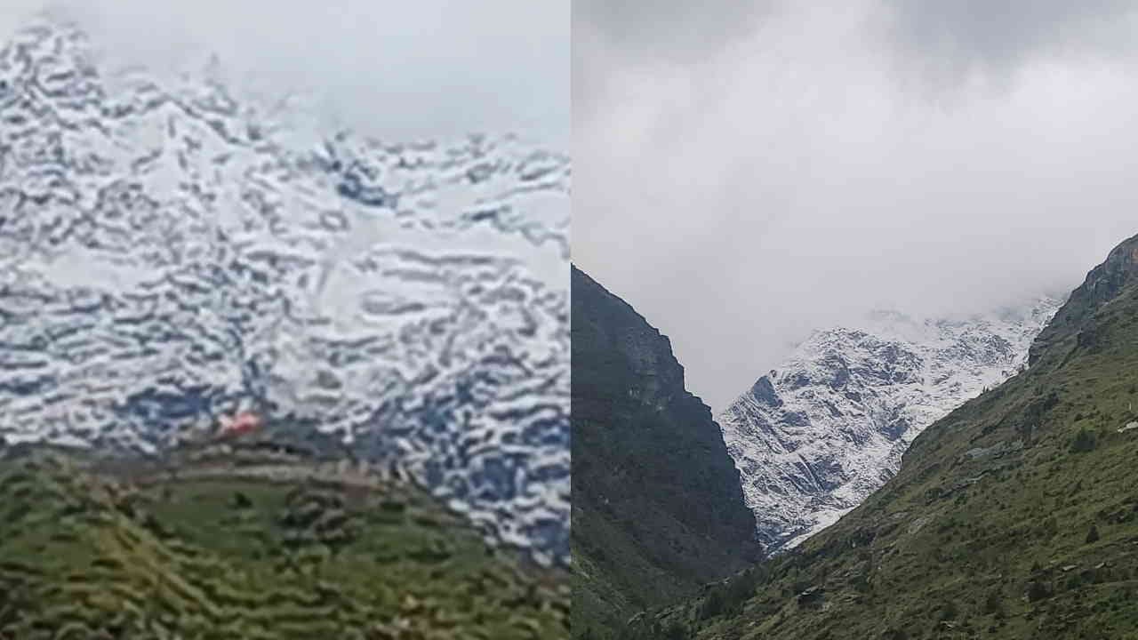 First snowfall of the season in Badrinath-Kedarnath Watch Photos Uttarakhand News