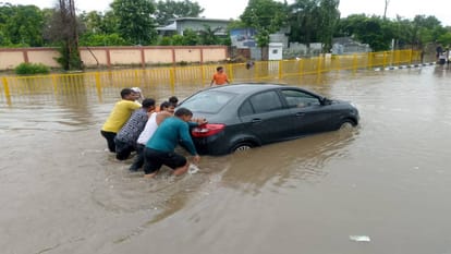 havoc of rain is being seen in Braj area houses collapsed and roads caved in seven people have died so far