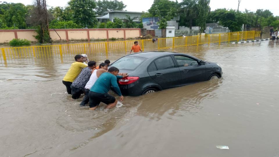 havoc of rain is being seen in Braj area houses collapsed and roads caved in seven people have died so far