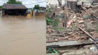 havoc of rain is being seen in Braj area houses collapsed and roads caved in seven people have died so far