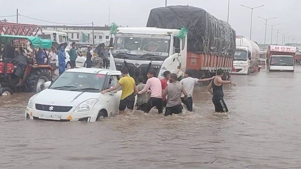 havoc of rain is being seen in Braj area houses collapsed and roads caved in seven people have died so far