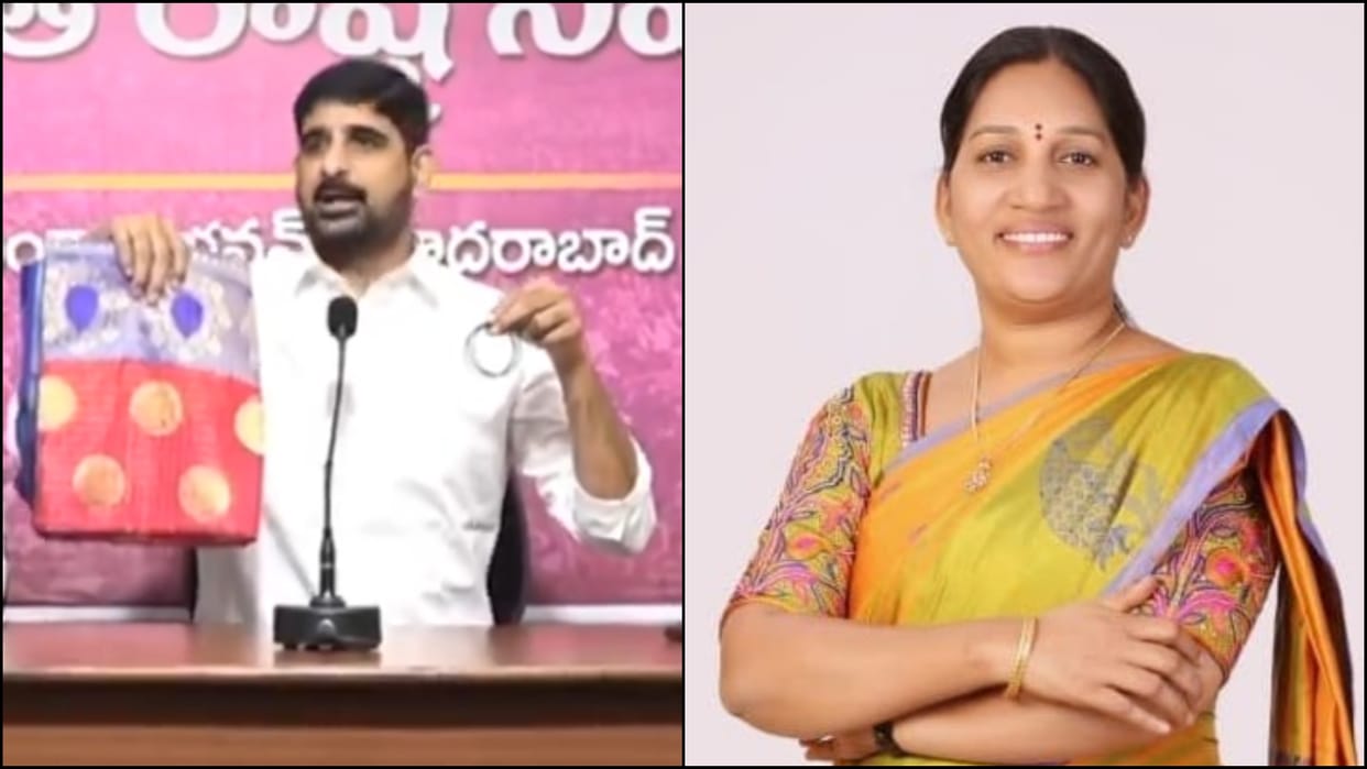 BRS MLA offers saris, bangles to defectors, Cong leader hits back showing shoe