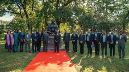 EAM Jaishankar arrives in Geneva, pays homage to Mahatma Gandhi