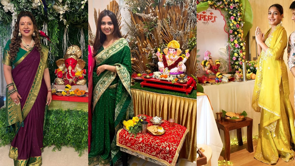Ganeshotsav 2024 tv actress ethnic look on ganpati puja sambhavna seth to Tejasswi Prakash