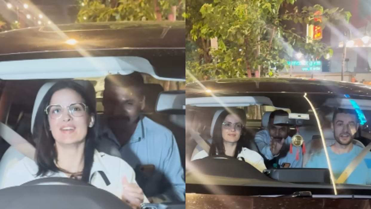 Natasa Stankovic can be seen driving her car with Best Friend Aleksandar Alex after returning to India