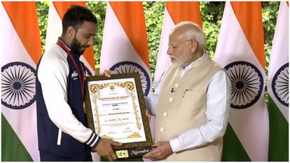 PM Narendra Modi meets and interacts with para-athletes who represented India in Paralympics 2024
