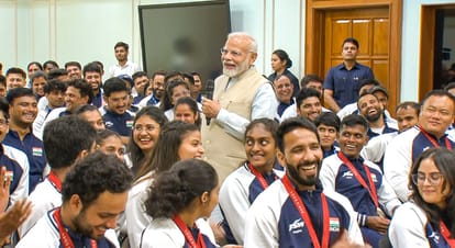 PM Narendra Modi meets and interacts with para-athletes who represented India in Paralympics 2024