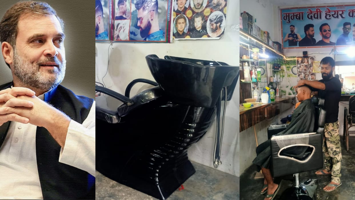 Congress leader Rahul Gandhi sends Barbar Muthun equipments of saloon.