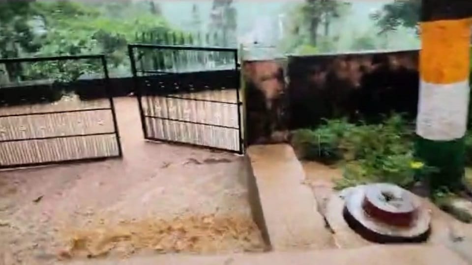 Debris and water entered the office of Deputy Education Officer in bhimtal