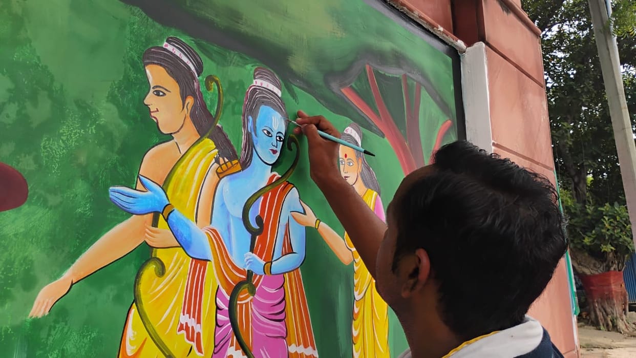 Pitru Paksha: Mithila will do Mithila painting on the walls of Gayaji Path, childhood pastimes of Ram-Krishna.