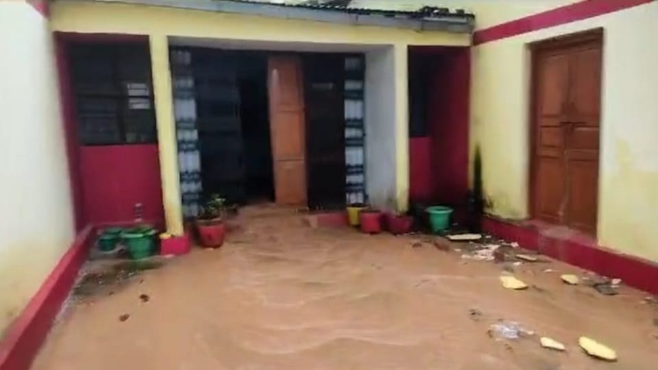 Debris and water entered the office of Deputy Education Officer in bhimtal