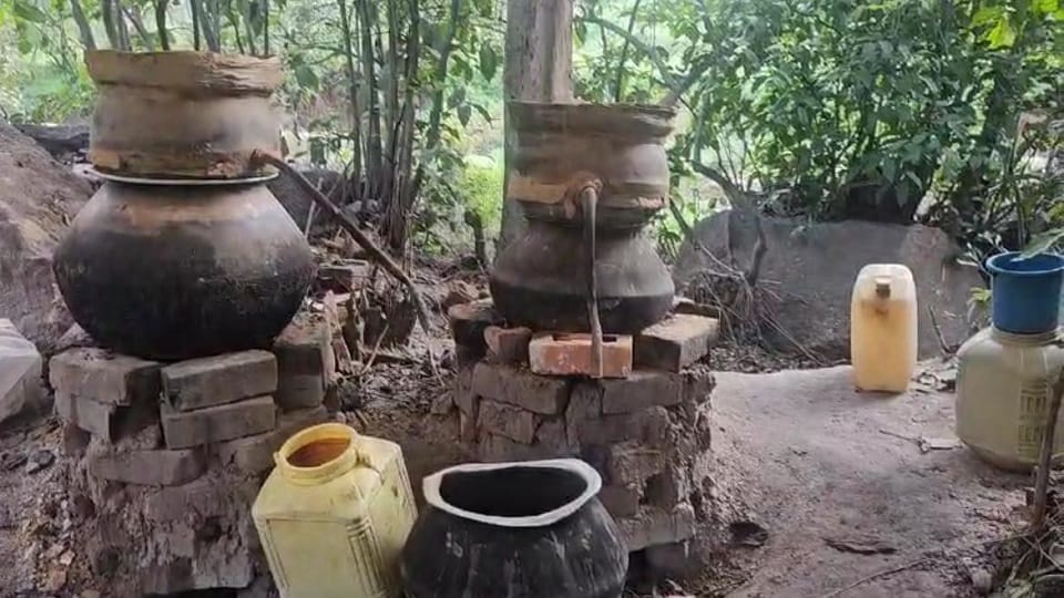 An illegal Mahua liquor factory was operating on river bank police raided it and arrested two in Korba