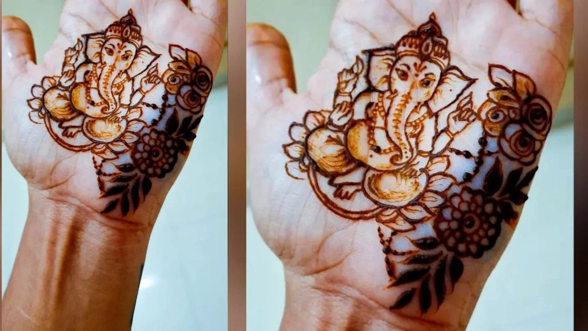 Ganpati Visarjan Mehndi Design 2024 for front and back hand