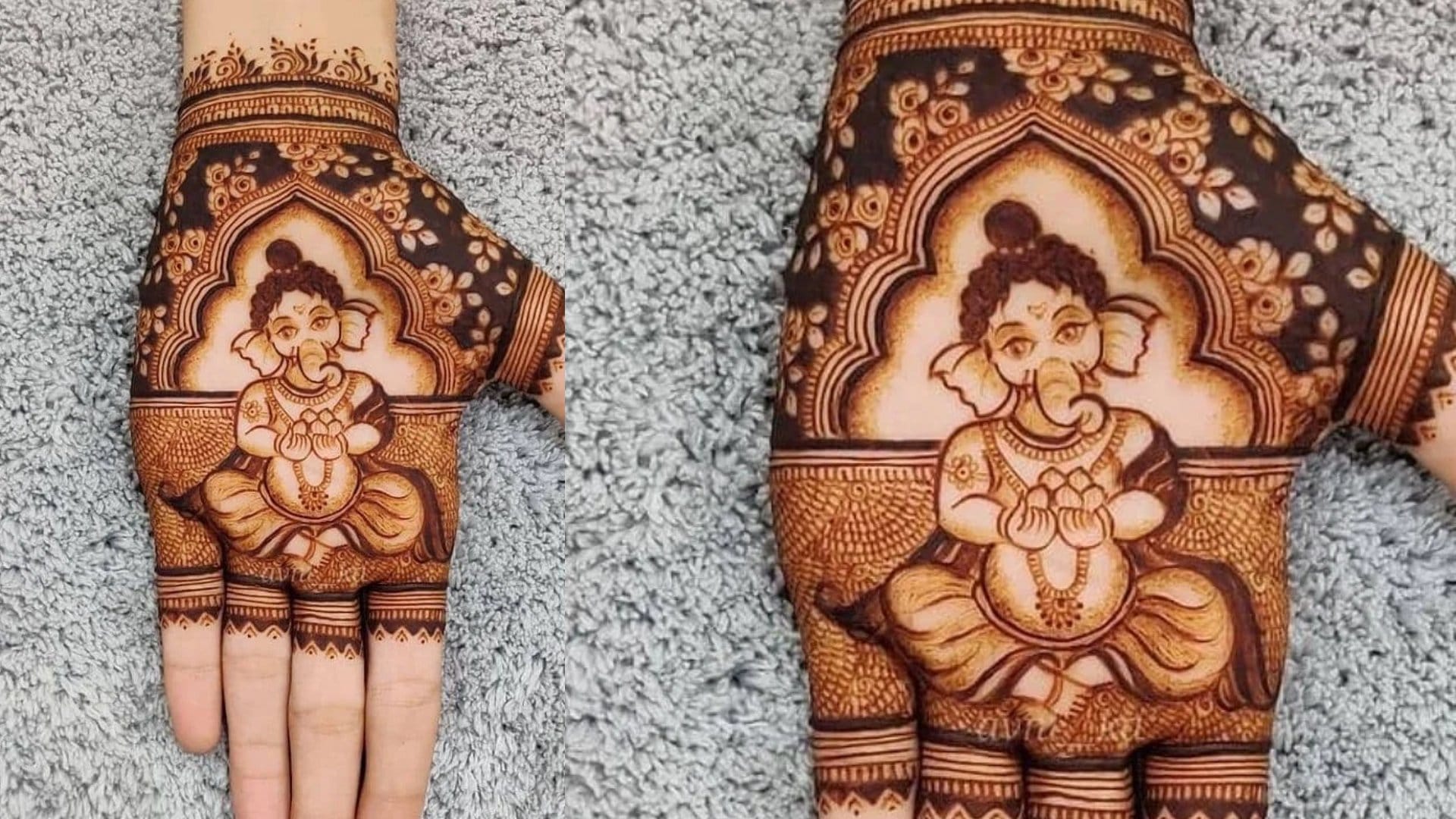 Ganpati Visarjan Mehndi Design 2024 for front and back hand