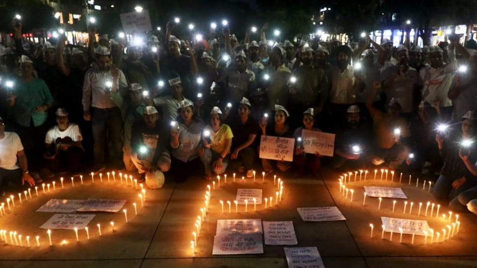 Candle march for old pension scheme in Chandigarh