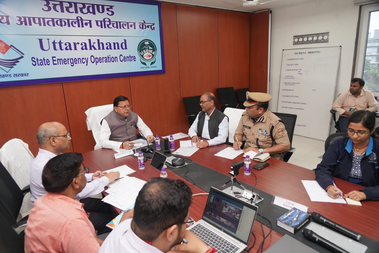 Uttarakhand CM Dhami Reached State Emergency Operations Center and reviewed situation after Rainfall