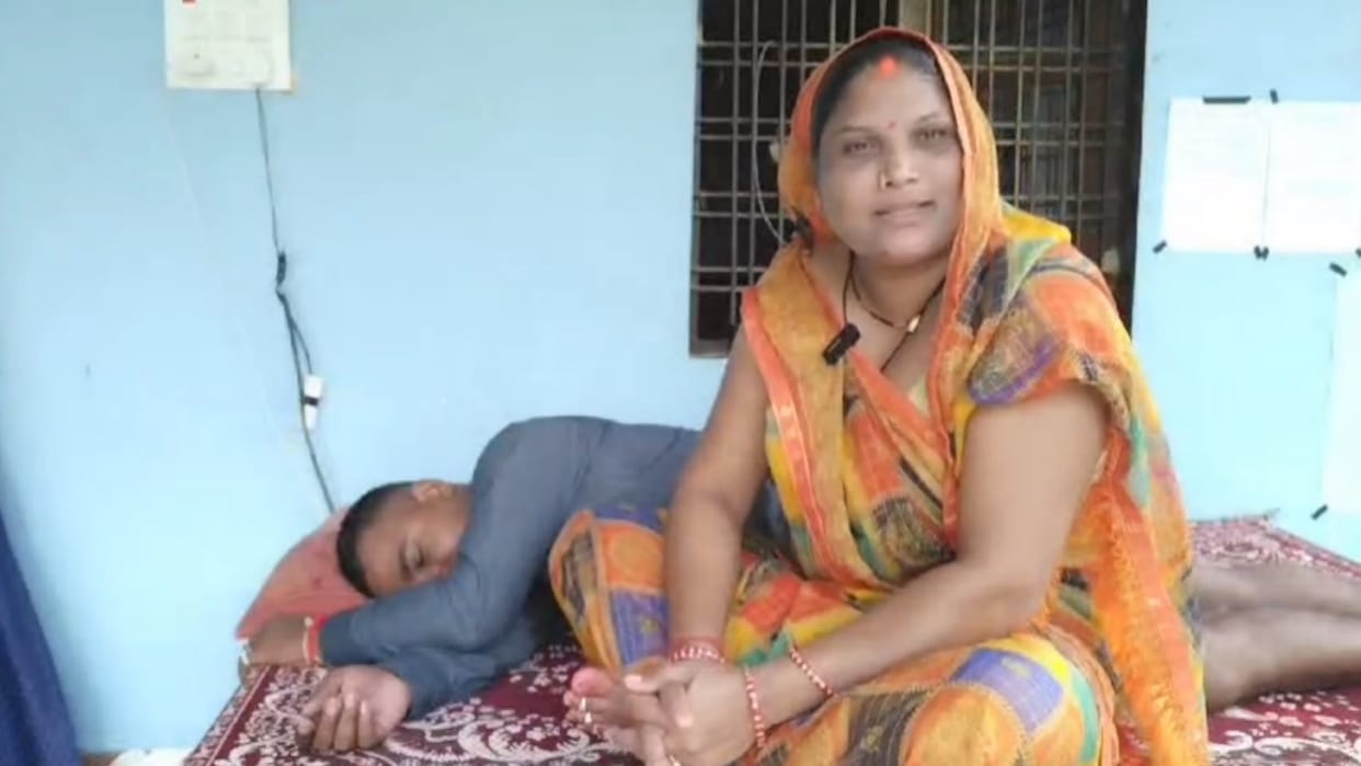 A villager on strike in Amethi for their demands in Amethi.