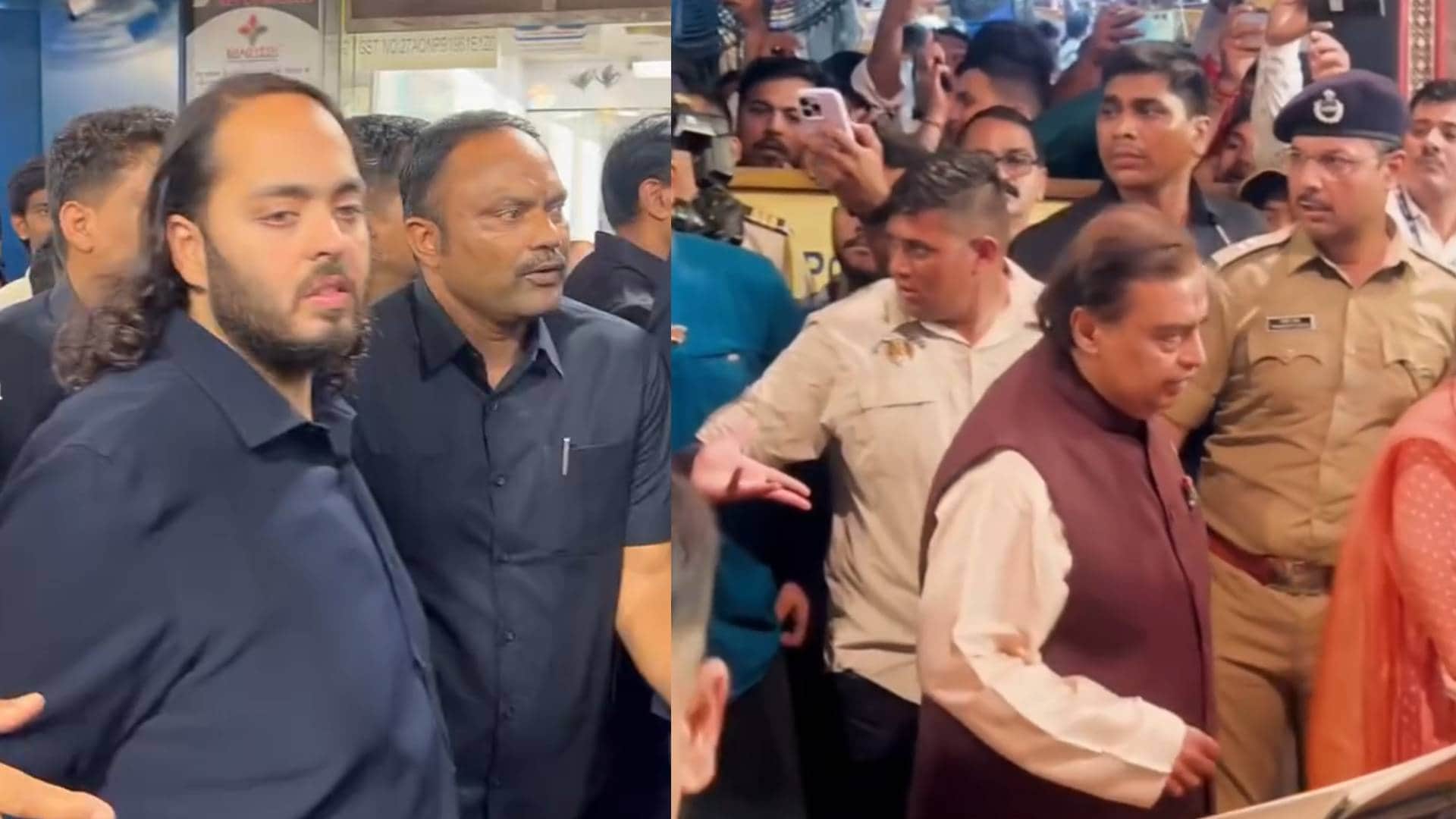 Mukesh Ambani shloka ambani anant ambani radhika merchant at Lalbaugcha Raja for ganpati darshan video viral