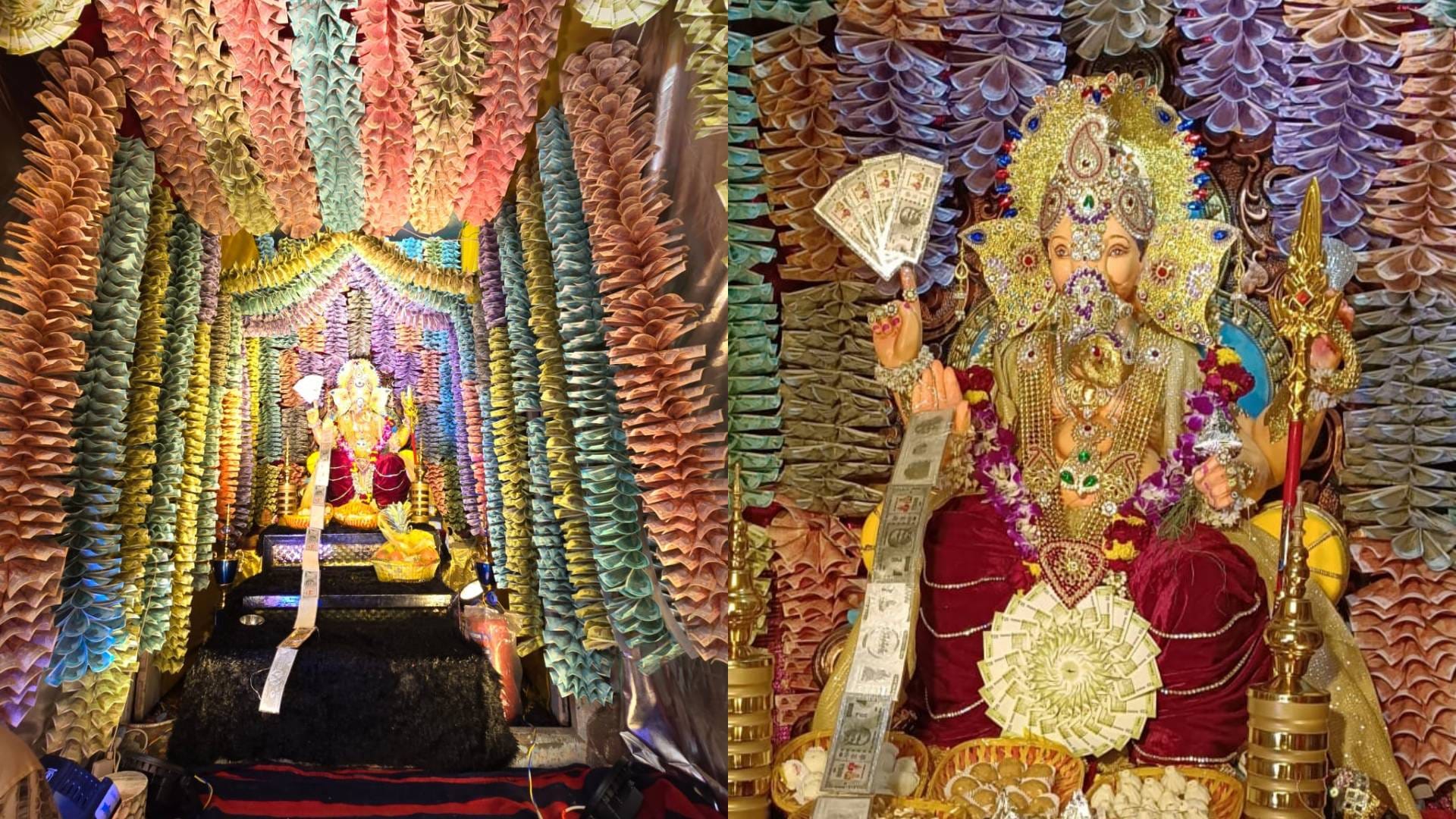 first time in Ujjain Ganesha pandal decorated with 11 lakh notes In pictures