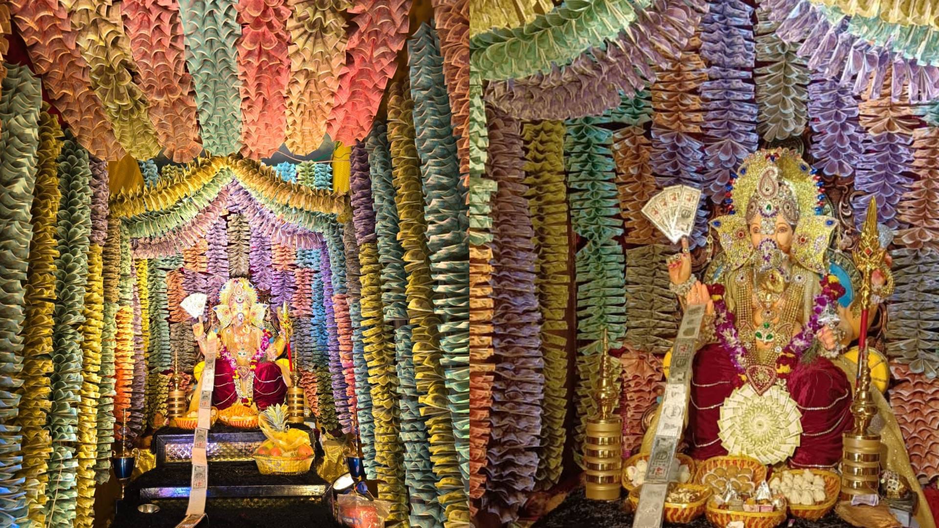 first time in Ujjain Ganesha pandal decorated with 11 lakh notes In pictures