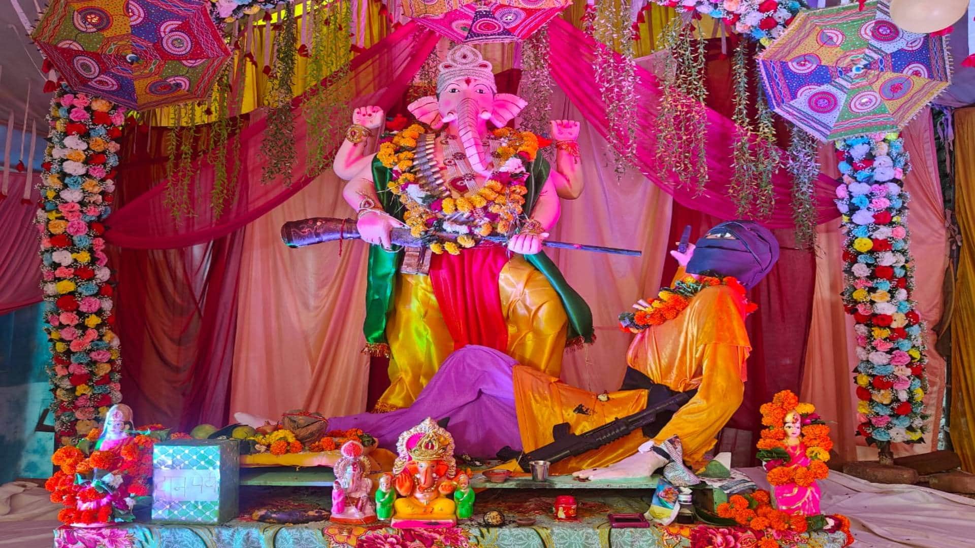 Gwalior Ganesh ji with gun in Chambal king of Gauspura is pointing gun at temple of dacoit Photos