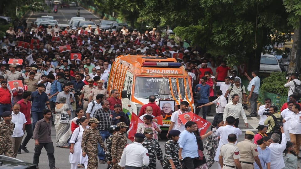 Sitaram Yechury last journey From former Vice President to Chinese Ambassador everyone paid tribute