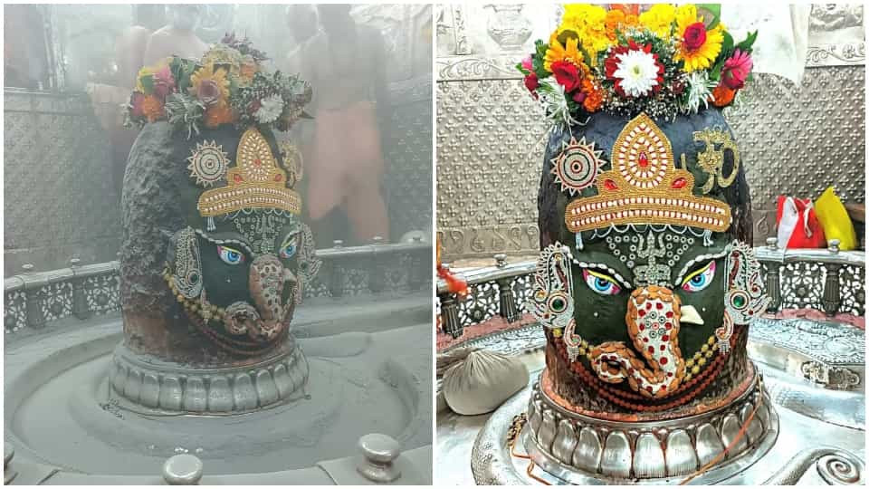 Ujjain Mahakaleshwar Temple: Baba Mahakal Decorated In The Form Of Lord Ganesha In Bhasma Aarti Hindi News - Amar Ujala Hindi News Live - Ujjain Mahakaleshwar Temple:बाबा महाकाल का गणेश अवतार, पूजन