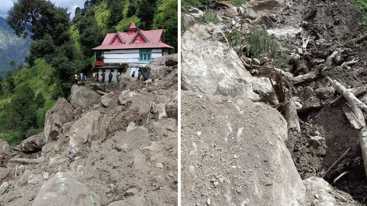 Himachal News Massive landslide in Shimla Badhal 10 temporary houses apple orchards destroyed