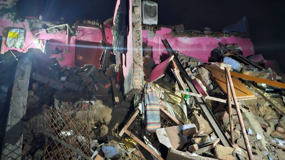 two-storey house collapsed in Mathura woman died while four people injured after being buried under debris