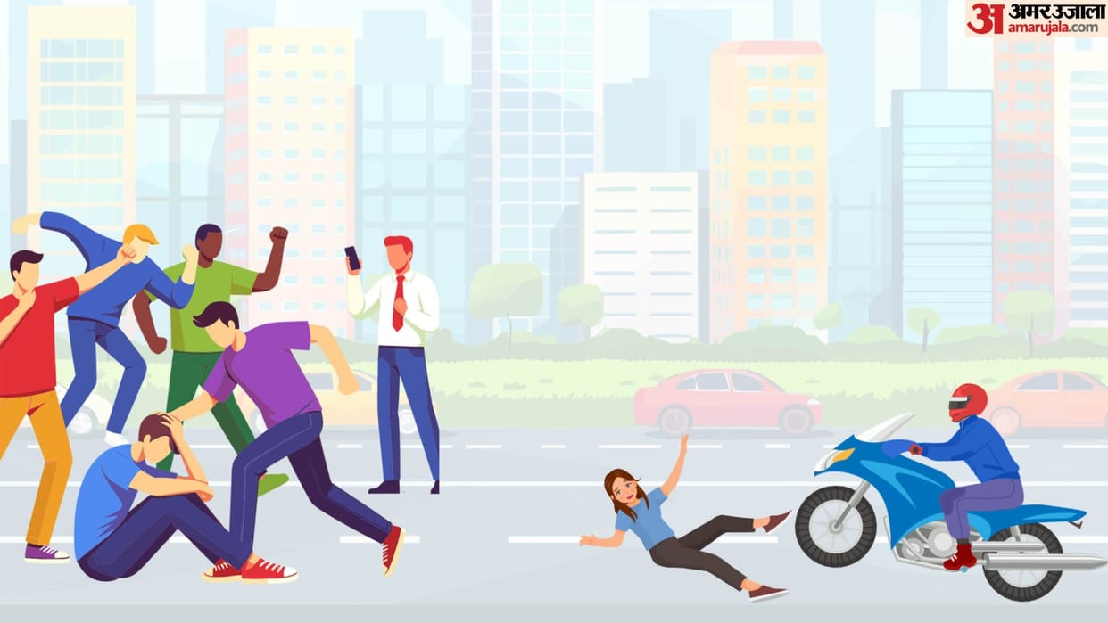 Mumbai Road Rage man Hits woman with Helmet Mob beats up biker