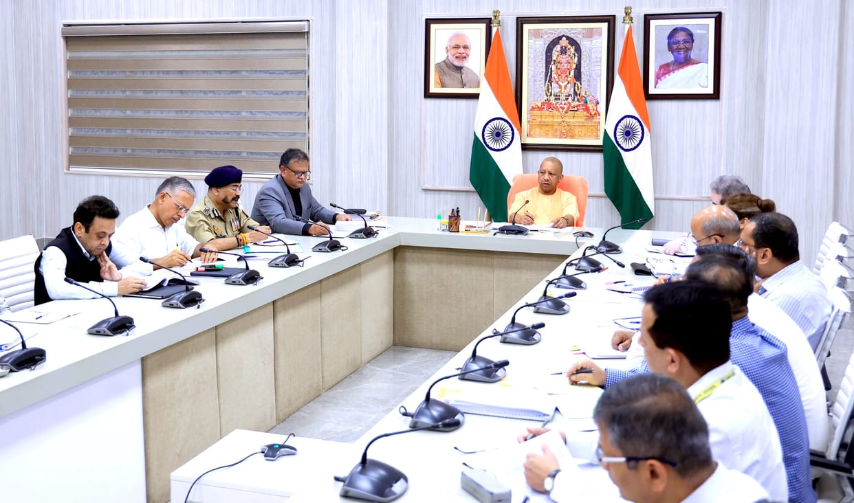 CM Yogi Adityanath review meeting with officers over law and order in coming days.