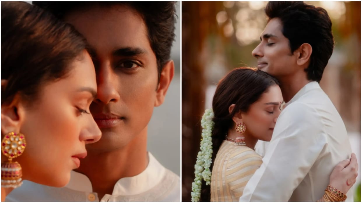 Aditi Rao Hydari and Siddharth tied the knot at a temple shared beautiful photos from their traditional