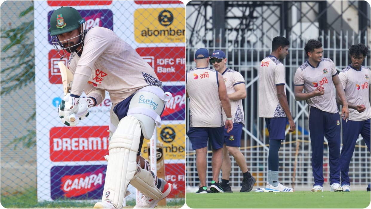 Bangladesh team hit the nets their first practice session at Chepauk Stadium ahead of match against India
