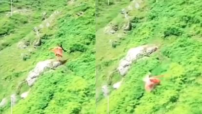 While making a reel in Chamba, the girl fell into a ditch, video viral