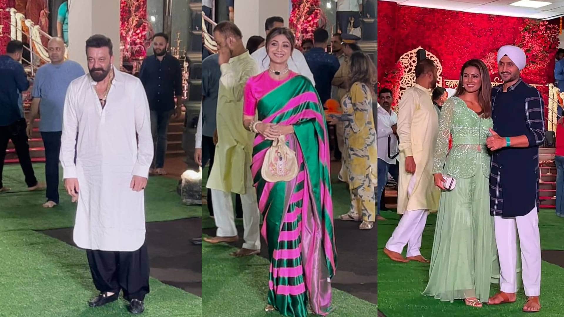 Maharashtra CM Eknath Shinde host ganpati puja govinda salman khan sanjay dutt sonakshi zaheer shilpa arrived