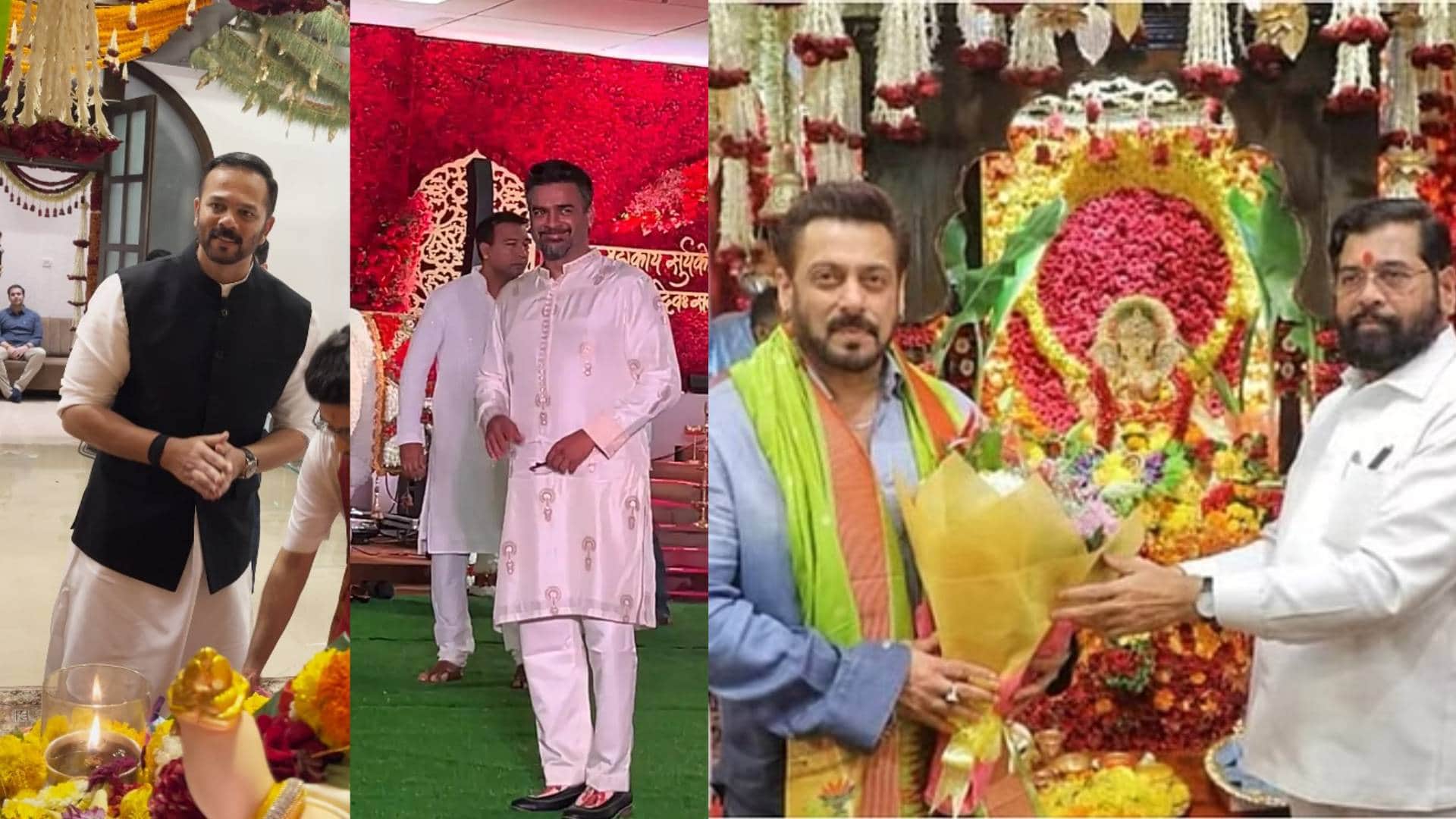 Maharashtra CM Eknath Shinde host ganpati puja govinda salman khan sanjay dutt sonakshi zaheer shilpa arrived