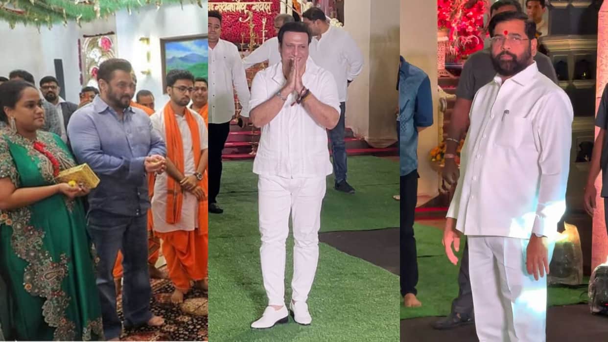 Maharashtra CM Eknath Shinde host ganpati puja govinda salman khan sanjay dutt sonakshi zaheer shilpa arrived