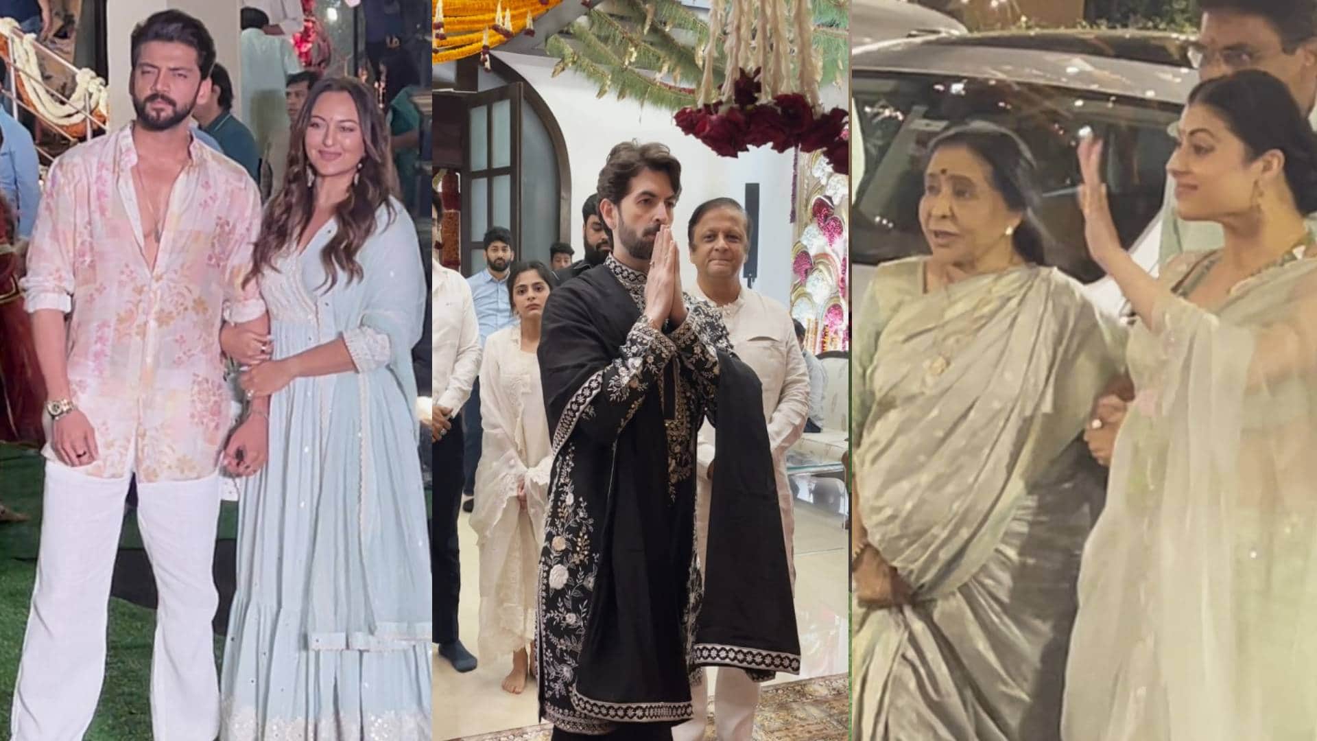 Maharashtra CM Eknath Shinde host ganpati puja govinda salman khan sanjay dutt sonakshi zaheer shilpa arrived