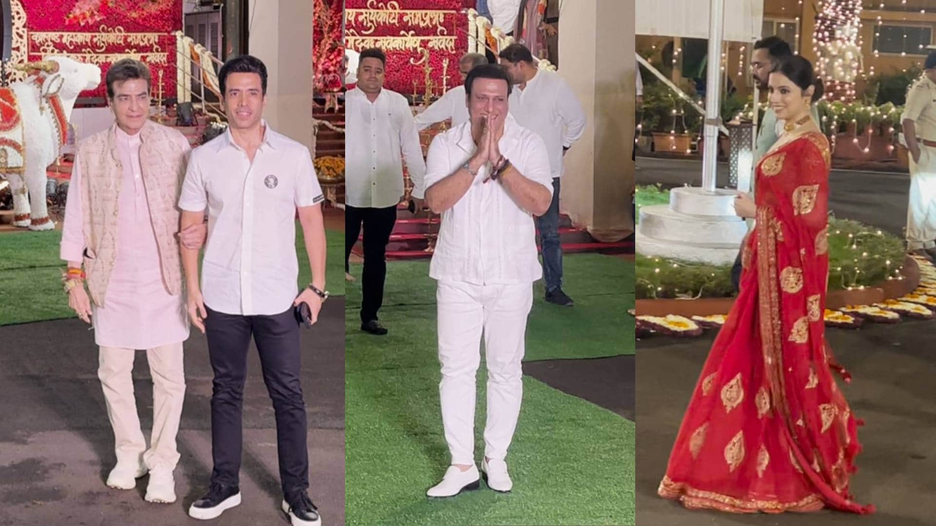 Maharashtra CM Eknath Shinde host ganpati puja govinda salman khan sanjay dutt sonakshi zaheer shilpa arrived