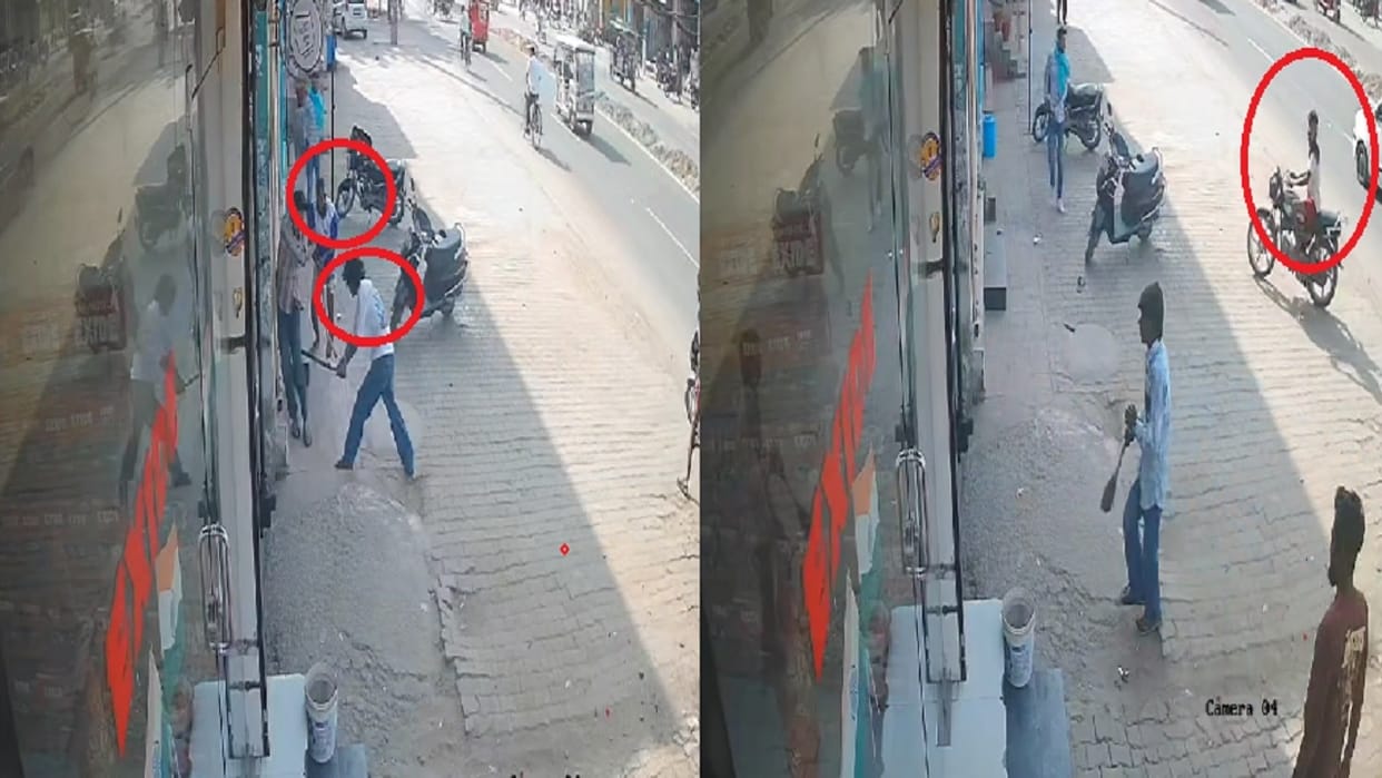 Hooliganism in Fatehabad: Youths on bike attacked shopkeeper with iron rod, incident recorded in CCTV
