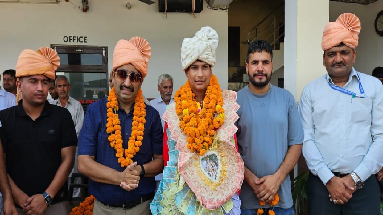 Boxer Harsh Sehrawat, who returned after winning silver in Sonipat, was welcomed