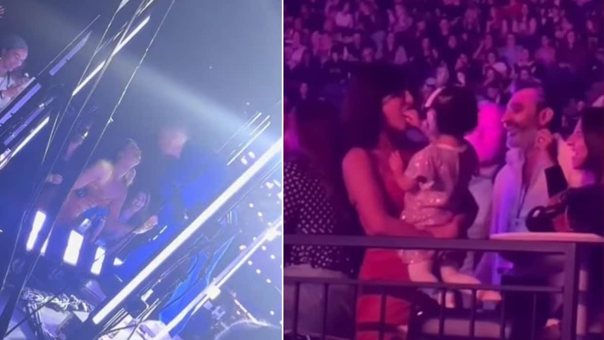 Priyanka Chopra Give Kiss To Nick Jonas During Concert Plays With Malti Marie Viral Video on Social media