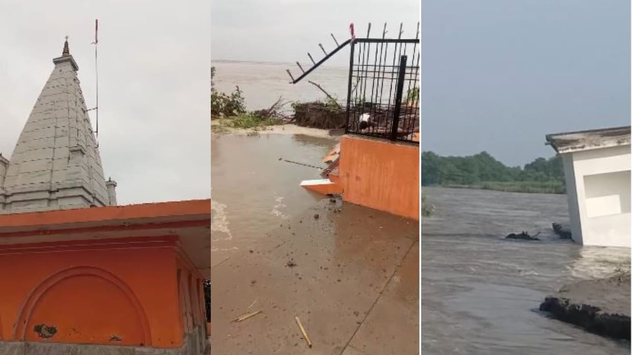 Shiv temple in the grip of erosion of Sharda river in Lakhimpur Kheri